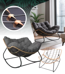 Sedia a dondolo rilassante con cuscino grigio