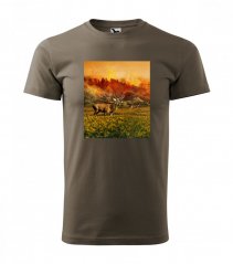 Tricou frumos de bumbac pentru bărbați, pentru un vânător pasionat, cu imprimeu de top