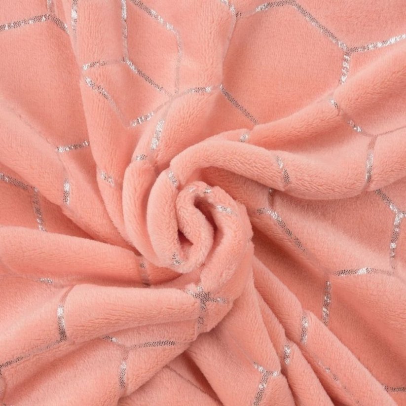 Divatos korall rózsaszín meleg takaró ezüst mintával