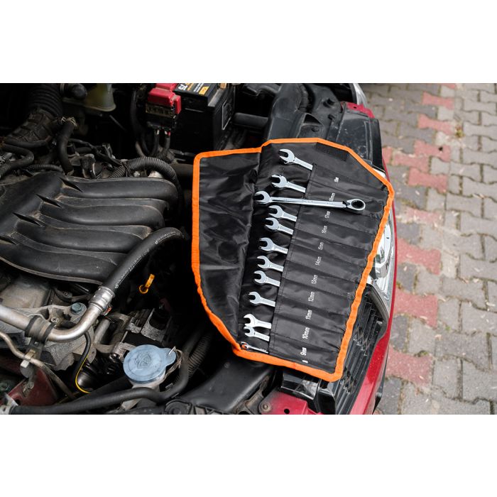 Chiavi combinate con cricchetto e interruttore, set di 12, 8 - 19 mm, custodia morbida 09-345 NEO