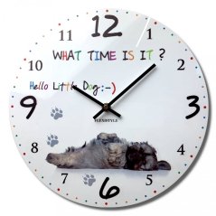 Kvalitné detské nástenné hodiny 30 cm s malým psíkom