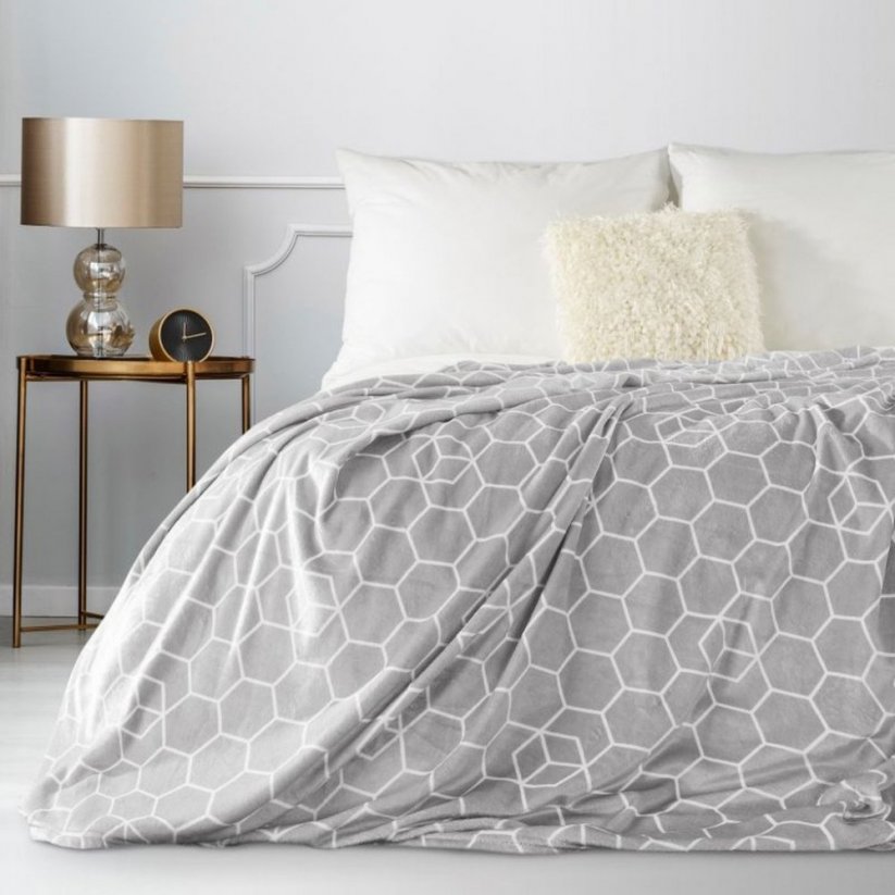 Pătură frumoasă gri modernă pentru dormitor