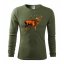 Tricou original din bumbac cu mânecă lungă pentru un vânător pasionat - Culoare: Militară, mărimea: XL