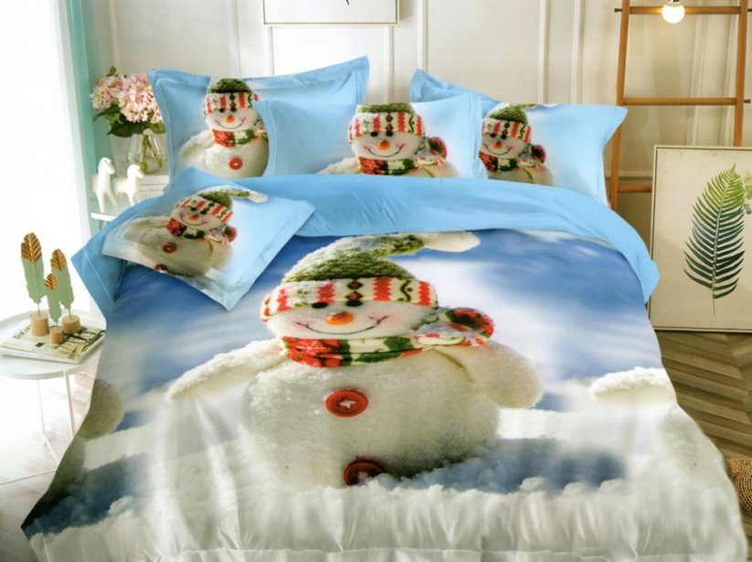Vianočné posteľné obliečky s potlačou snehuliaka