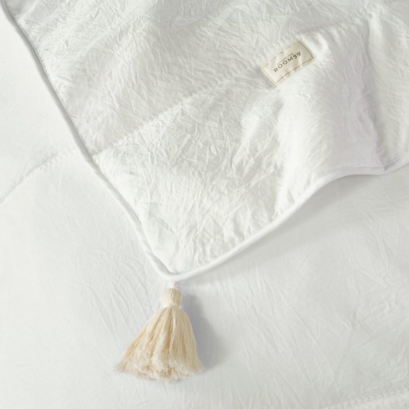Copriletto bianco Noemi con nappe 200 x 220 cm