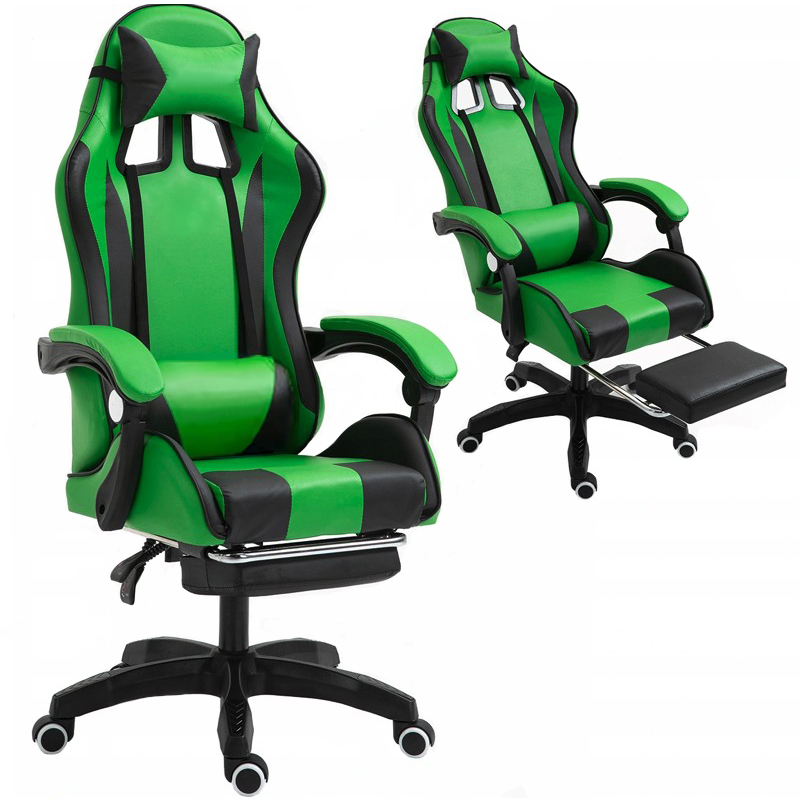 Pohodlné hracie kreslo s vankúšom čierno zelenej farby