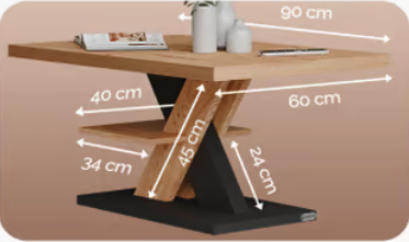 Modern dohányzóasztal Detroit - 90 x 60 x 45 cm