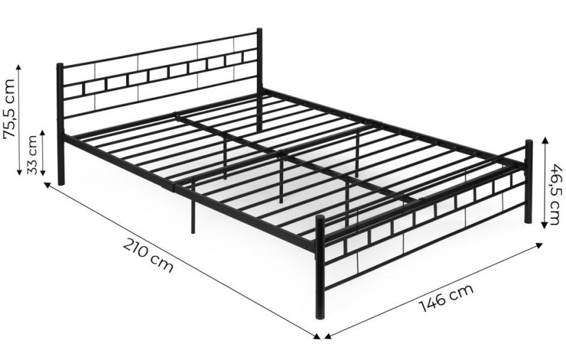 Pat metalic modern cu cadru stabil în design minimalist