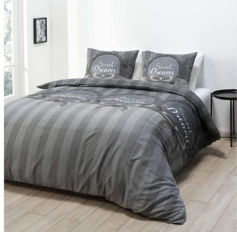Romantické sivé posteľné obliečky 140 x 200 cm