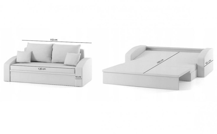 Dizajnová rozkladacia pohovka čiernej farby, 152 x 90 cm