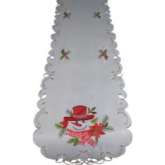 Graue Weihnachtsstola mit Schneemann-Stickerei