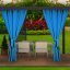 Kvalitní zahradní závěsy do altánku v modré barvě 155 x 240 cm