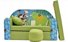 Gyermek színes kanapéágy állatokkal 98 x 170 cm