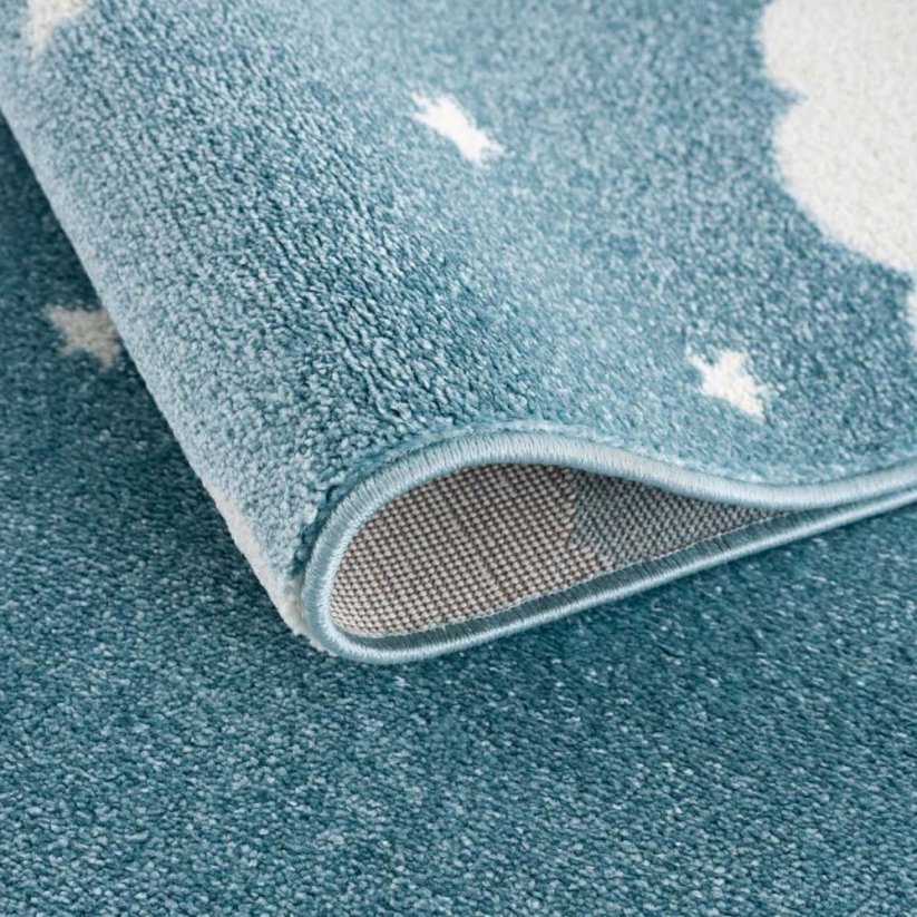 Dětský koberec spící měsíc v modré barvě