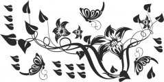 Интериорен стикер за стена с цветя, пеперуди и листа