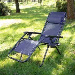 Gartenliege mit Getränkehalter, blau