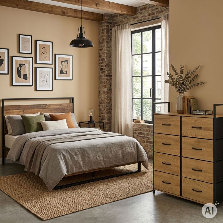 Comodă cu 8 sertare din material textil și cadru metalic 107 x 80 x 24 cm