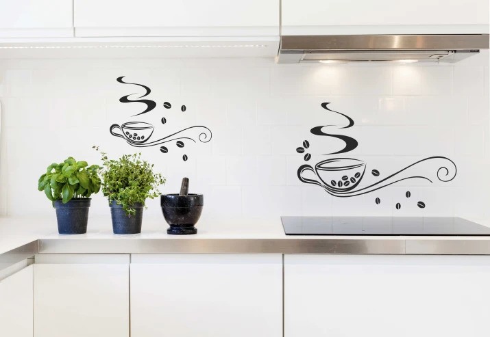 Adesivo murale per cucina due tazze di delizioso caffè - Dimensione dell'adesivo: 80 x 160 cm