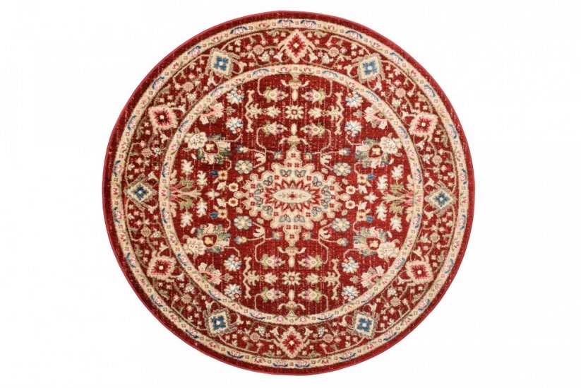 Kerek vintage szőnyeg piros színben - Méret: Szélesség: 100 cm
