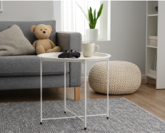 Runder Metall Couchtisch 47 x 50,5 cm - weiß
