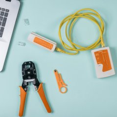 Komplet omrežnega orodja - tester za kable + klešče za stiskanje