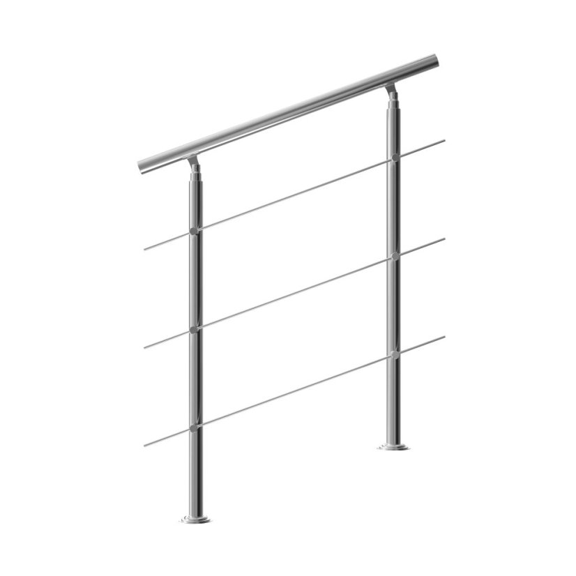 Corrimano per scale in acciaio inox con 3 pioli