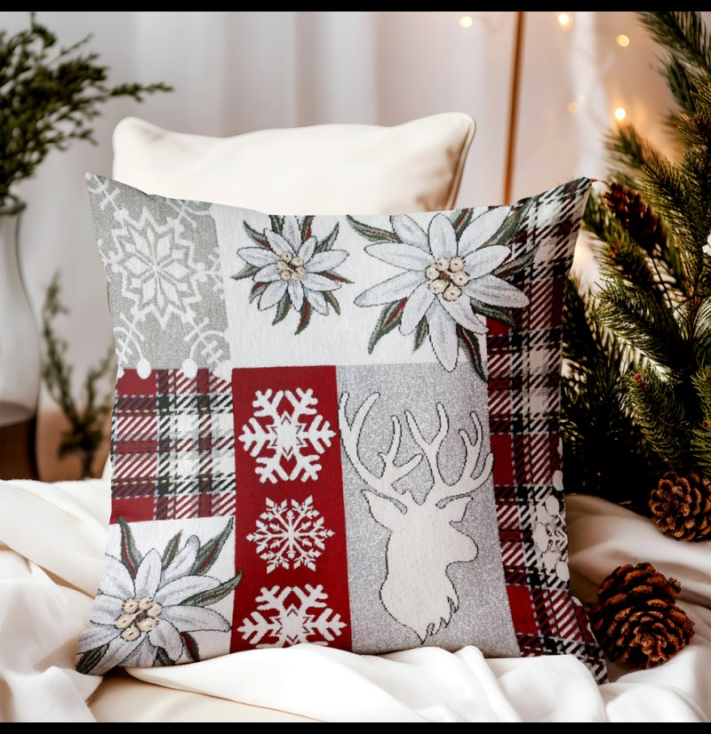 Elegantná vianočná obliečka na vankúš so sobom