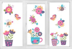 Kétoldalas ablakmatricák - virágok és méhek