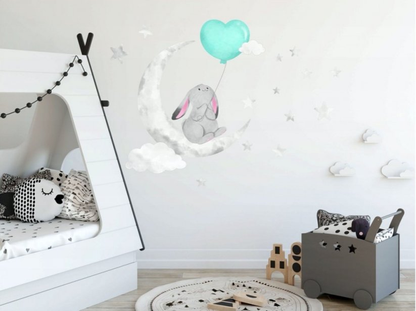 Adesivo da muro per bambini Bunny In Love - Misure: 80 x 160 cm