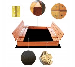 Groapă de nisip pentru copii cu bănci 140 x 140 cm, cu închidere, impregnată