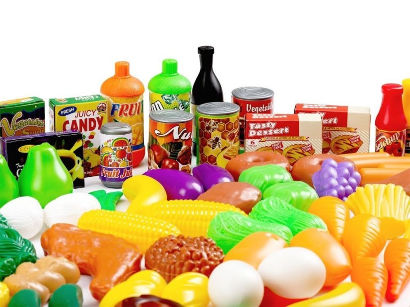 Plastová sada 120 prvků do dětské kuchyňky nebo malého obchodu