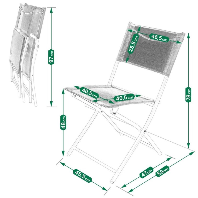 Sedie da giardino pieghevoli in tessuto beige - set di 2