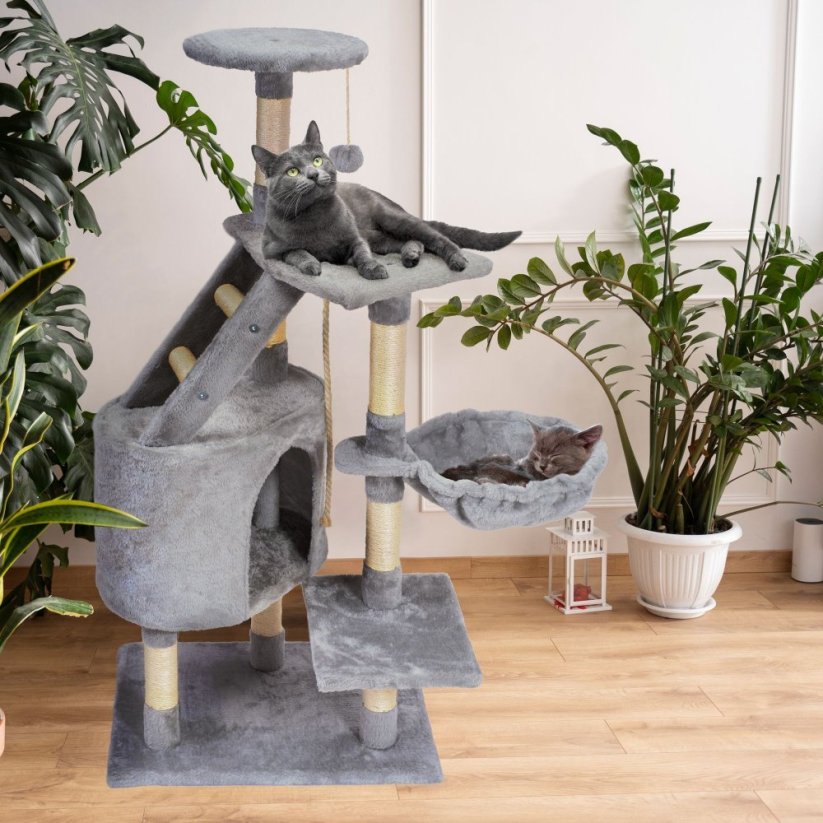 Kratzbaum für Katzen - grau 120 cm x 80 cm x 55 cm