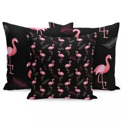 Fekete díszpárnahuzat Flamingo