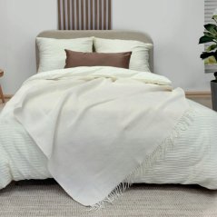 Pătură turcească din bumbac cu ciucuri decorativi - crem
