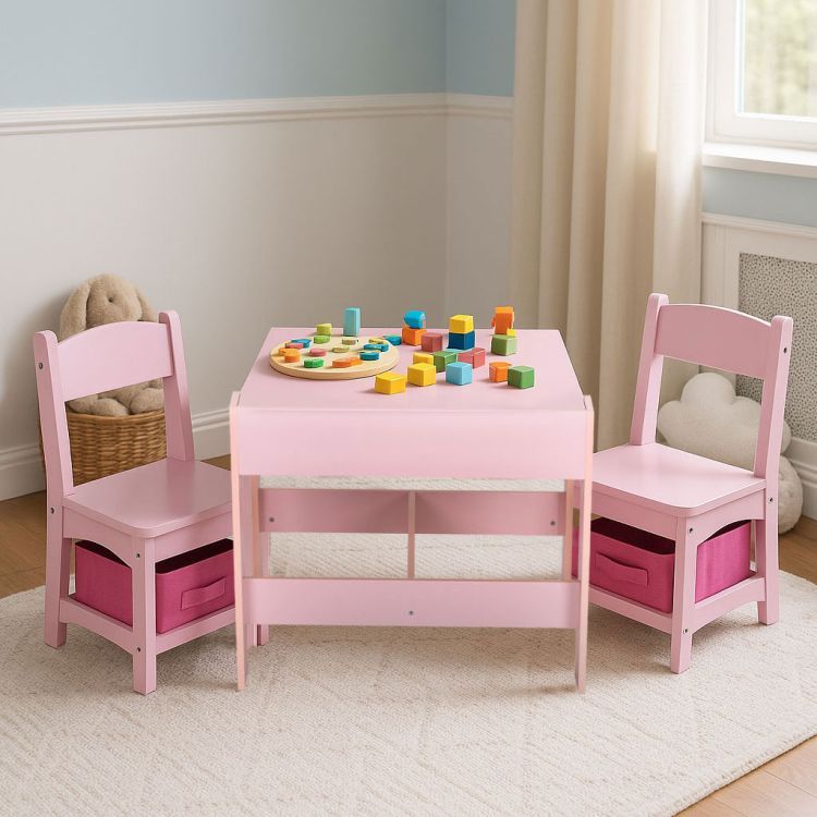 Praktikus 2in1 gyermekasztal két székkel és tárolóhellyel