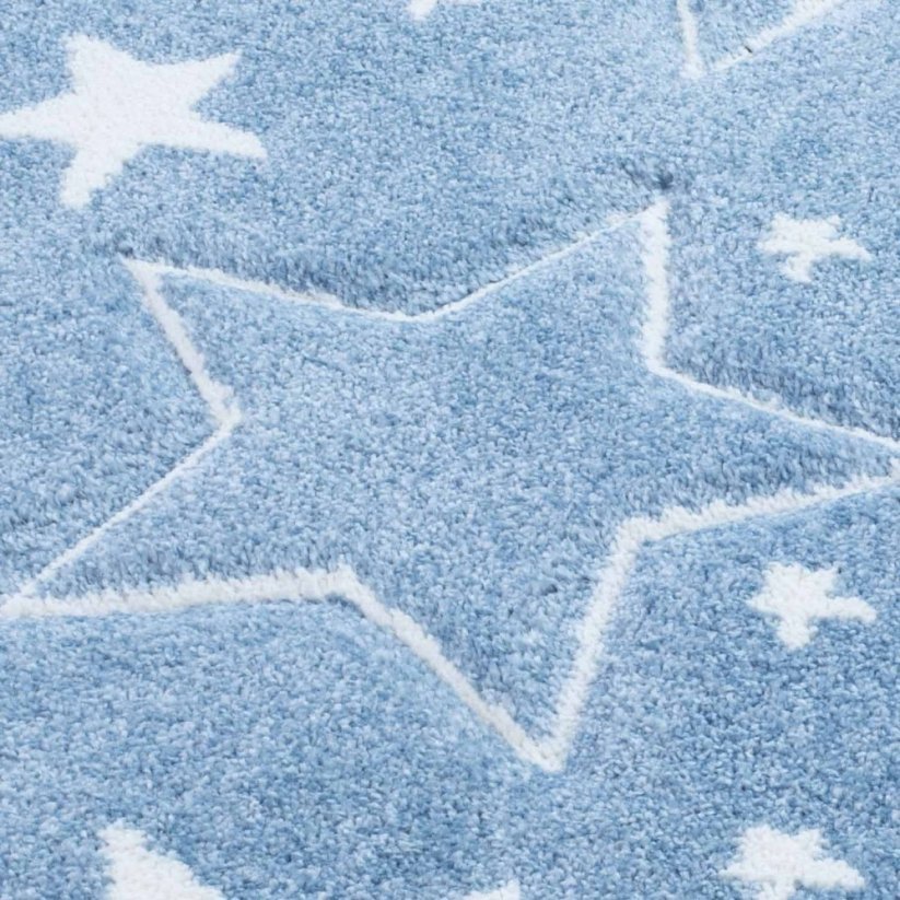 Covor albastru de calitate pentru copii, cu stele