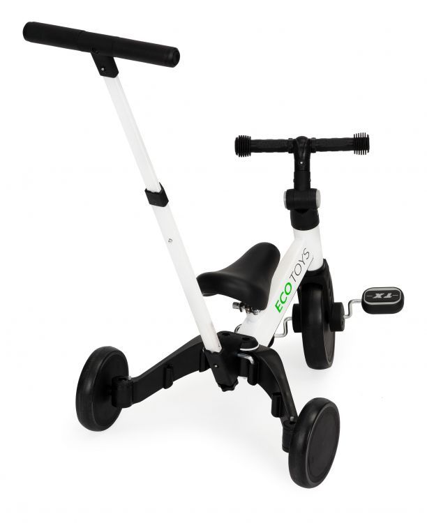 Dreirad mit Führungsstange in weiß ECOTOYS