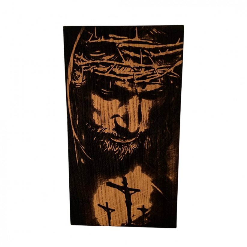 Jézus Krisztus fából készült képe 33,5 x 20 x 2,5 cm