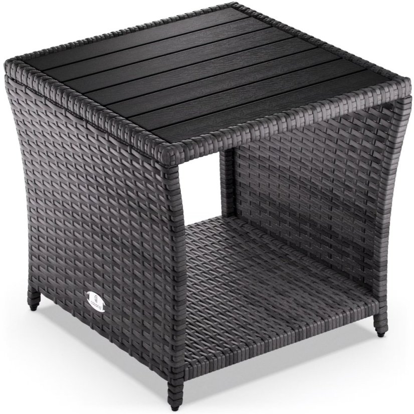 Sivi poliratanski pomoćni stolić CASARIA® 45 × 45 × 40 cm Sivi poliratanski pomoćni stolić CASARIA® 45 × 45 × 40 cm