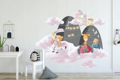 Detská nálepka na stenu rozprávkové kráľovstvo jednorožca 80 x 160 cm