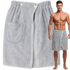 Prosop de saună pentru bărbați - uscare rapidă, cu buzunar și bandă elastică