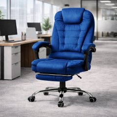 Bürostuhl BOSS mit Fußstütze - blauer Stoff