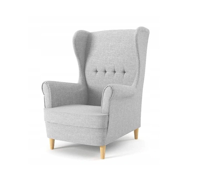 Designové křeslo světle šedé barvy ve skandinávském stylu