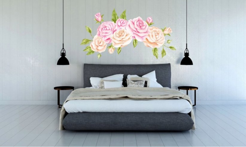 Adesivo da parete unico con rose - Misure: 60 x 120 cm