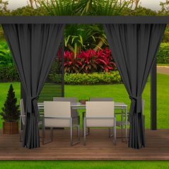 Einfarbiger Vorhang in Graphit für den Gartenpavillon 155 x 220 cm