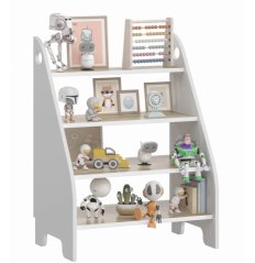 Montessori regál na knihy a hračky pre deti - sonoma + biela