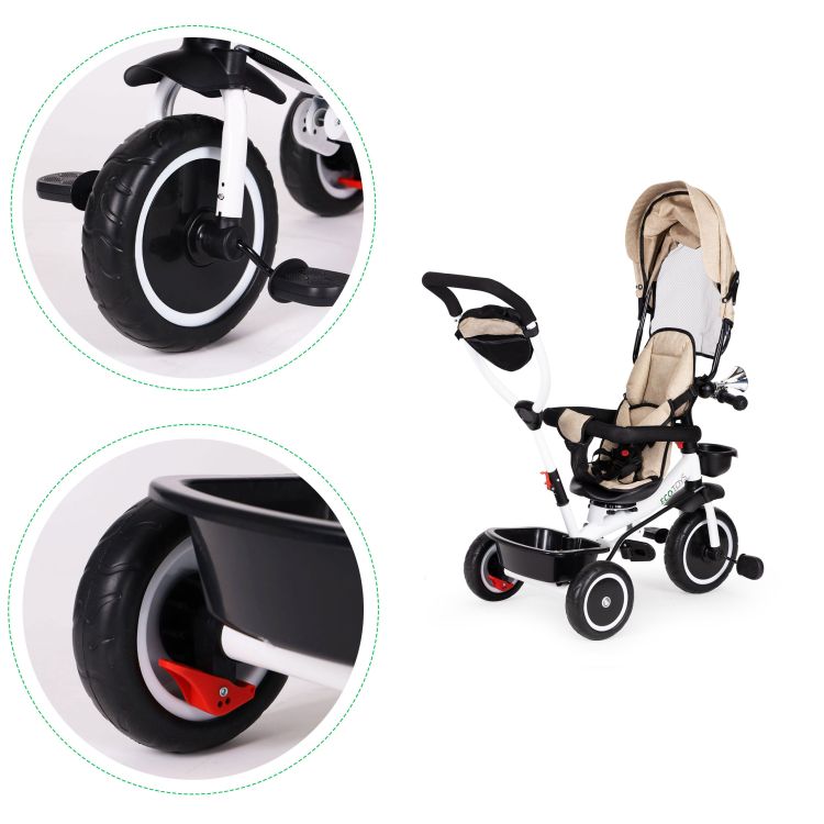 Dreirad, Kinderwagen in beige ECOTOYS