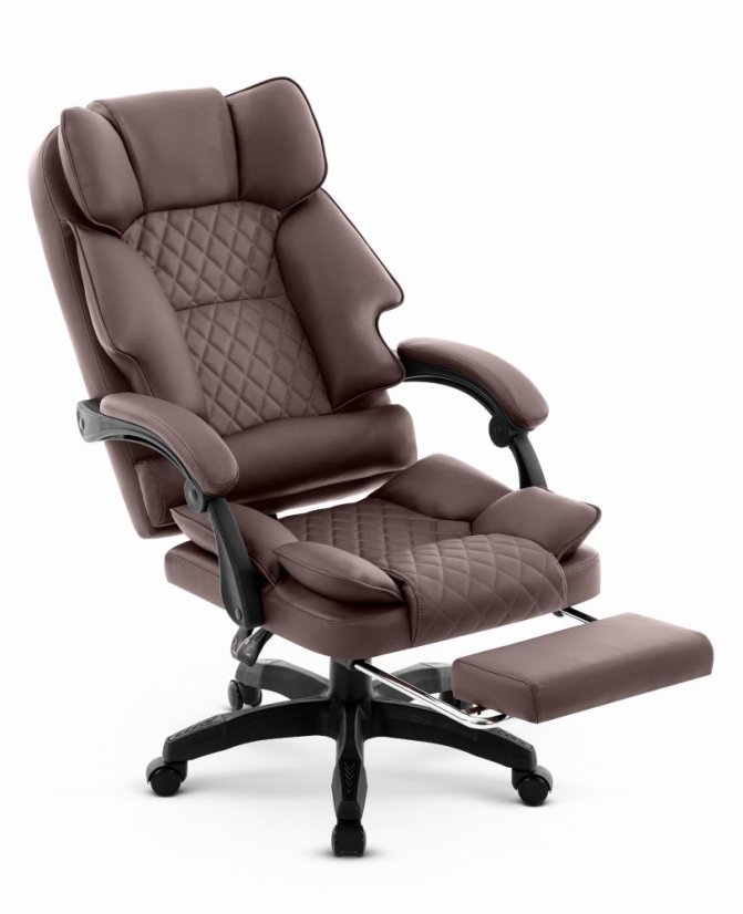 Ergonomická kancelárska stolička HC-1031 z ekokože s podnožkou - hnedá