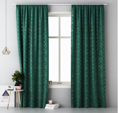 Smaragdno zelene skandinavske zavese na traku z resicami 140 x 280 cm